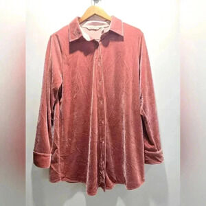 Soft Surroundings | Crushed Velvet Top Button-up Woman's Size M